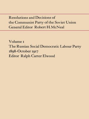 cover image of Resolutions and Decisions of the Communist Party of the Soviet Union, Volume 1